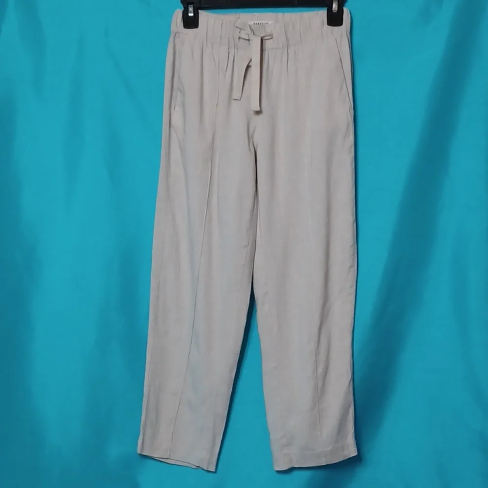 BABATON Women's Lt Beige Linen Blend Elastic Waist Pants. Size XS